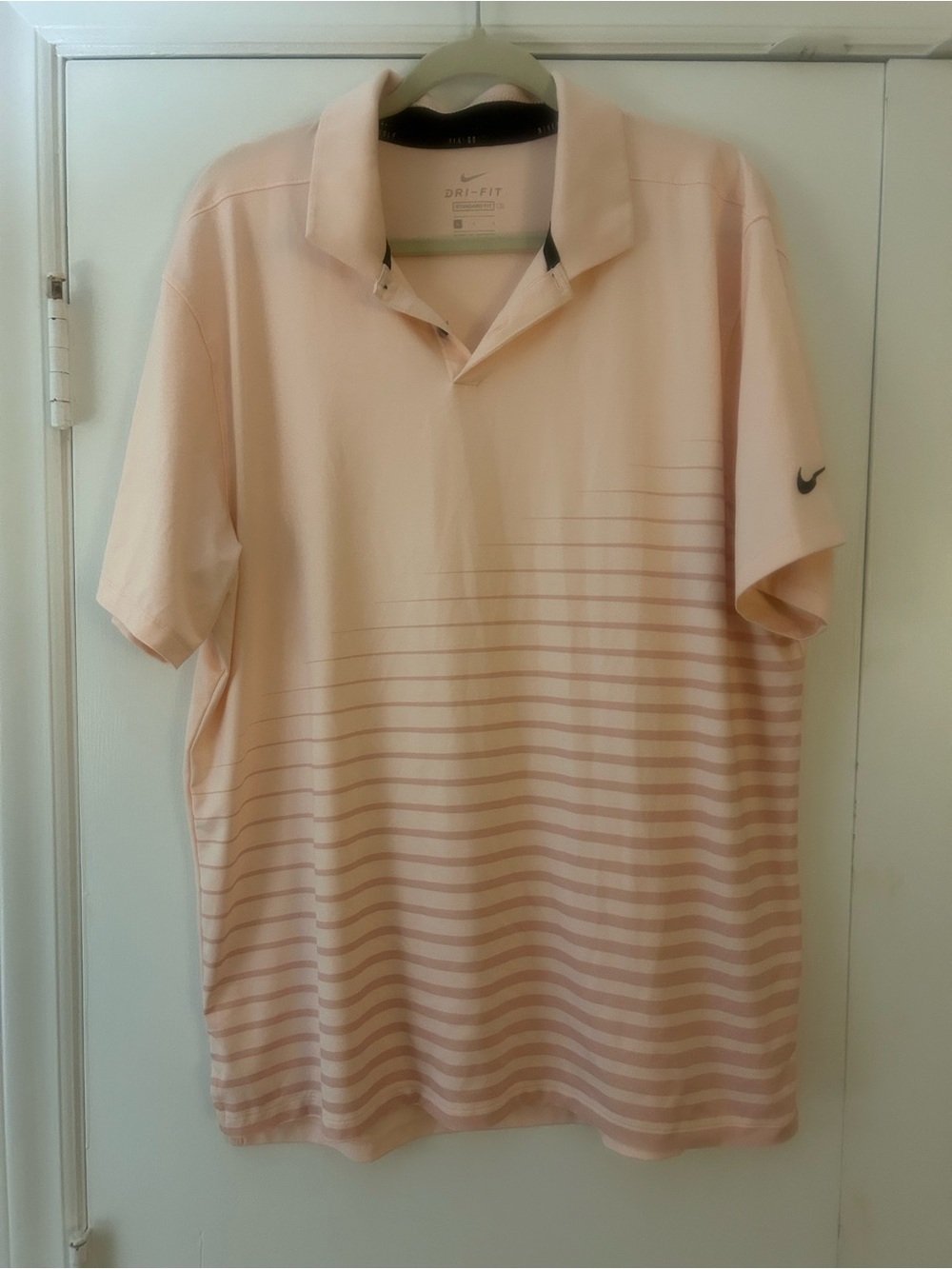 Nike Men’s Pale Pink Striped Dri-FIT Polo